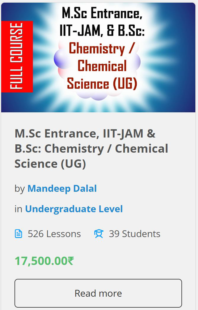 IIT-JAM, M.Sc Entrance and M.Sc Chemistry Online Course